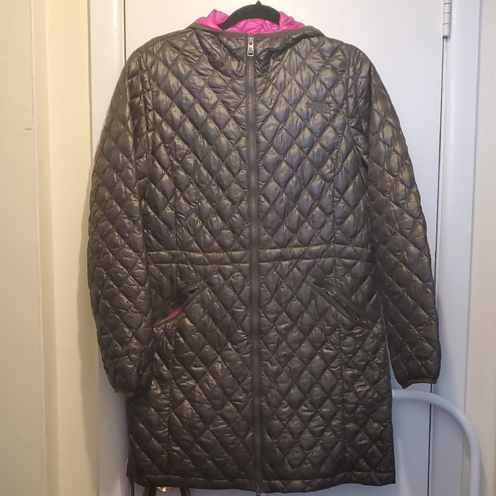 The North Face Women's Quilted Jacket - Green and Pink